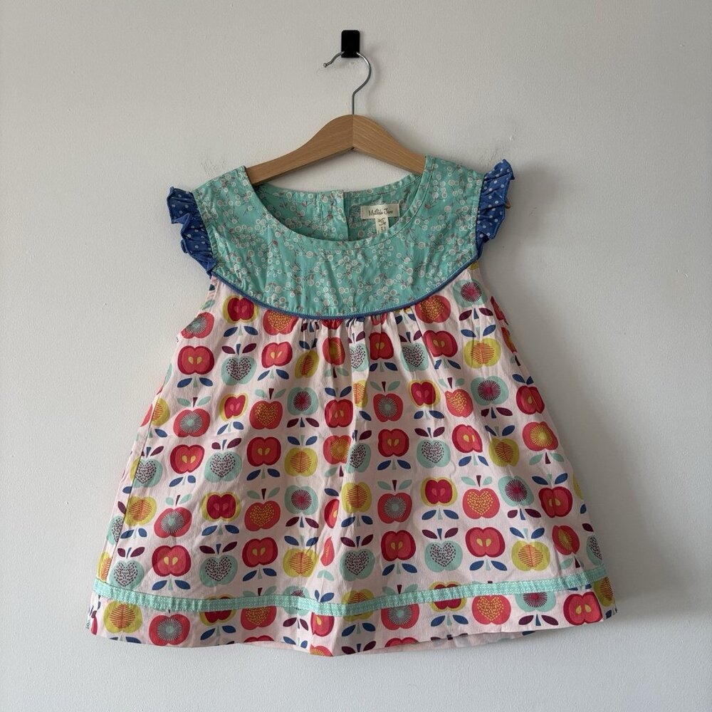 Matilda Jane Girls Size 10 Colorful Blouse Top Apple Print School Preppy Farm